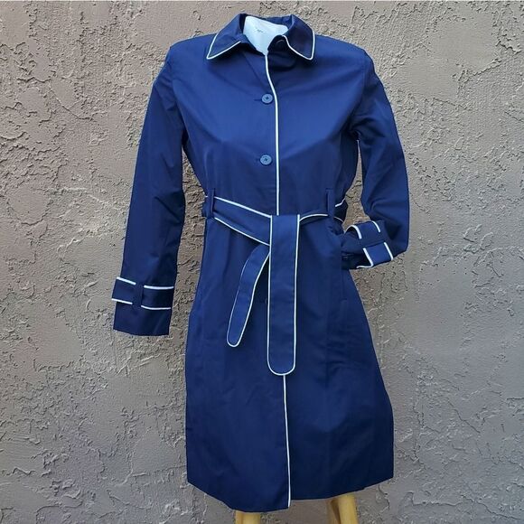 Jaclyn Smith Jackets & Blazers - Jaclyn Smith Navy Blue and White Trench Coat